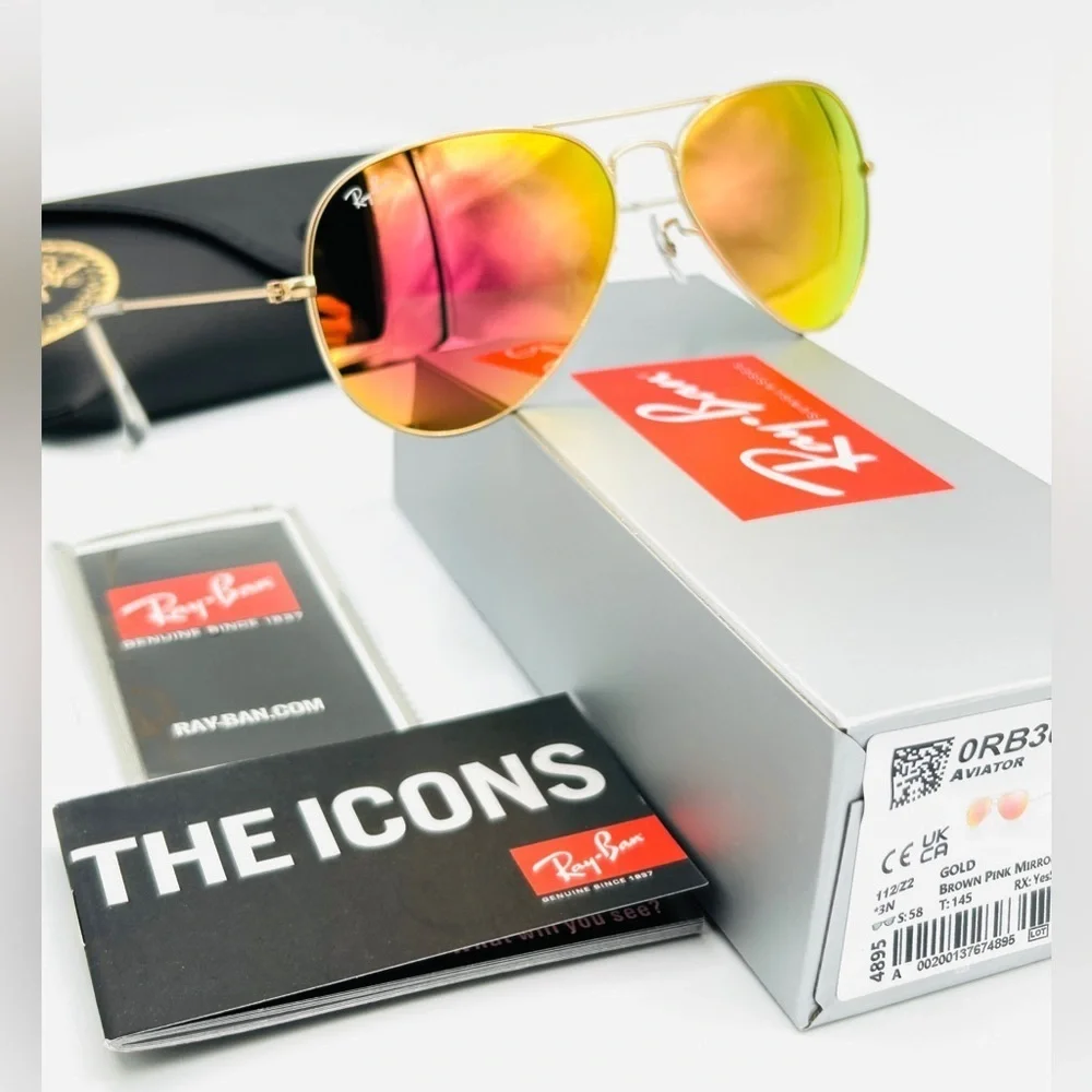 Ray-Ban Aviator RB3025 58mm Gold Frame Mirror Lens 58-14 112/69